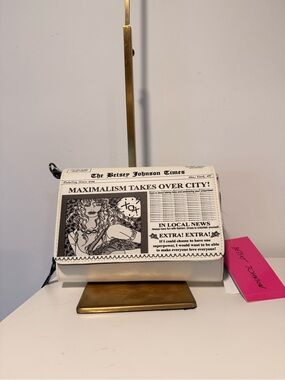Betsey Johnson Cream and Black Newspaper Print Crossbody Bag